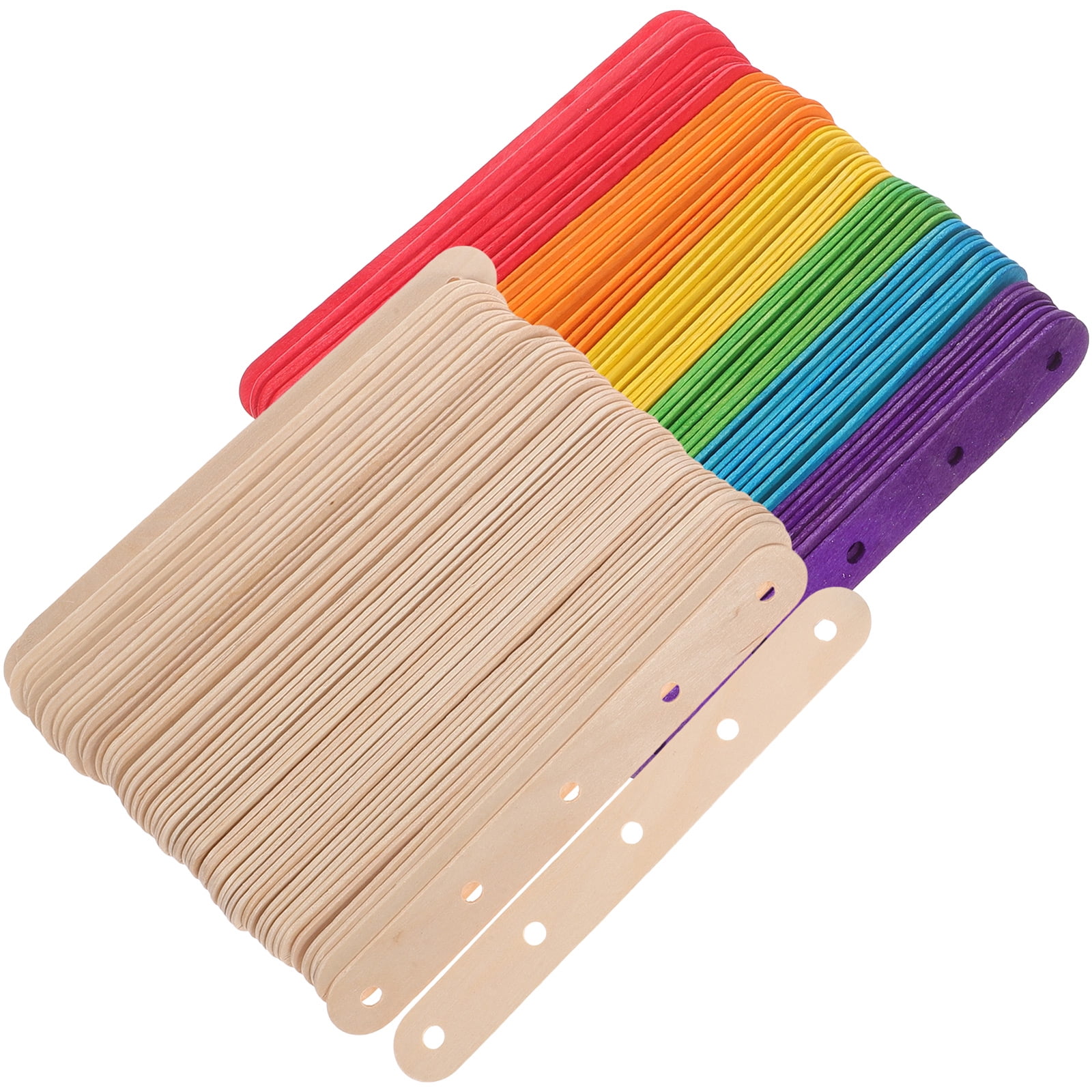 Wholesale 70pk Multicolor Wooden Craft Sticks NATURAL