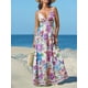 thumbnail image 2 of Vestido de verano CUPSHE para mujer, cuello en V, sin mangas, maxi morado, talla M, 2 of 5