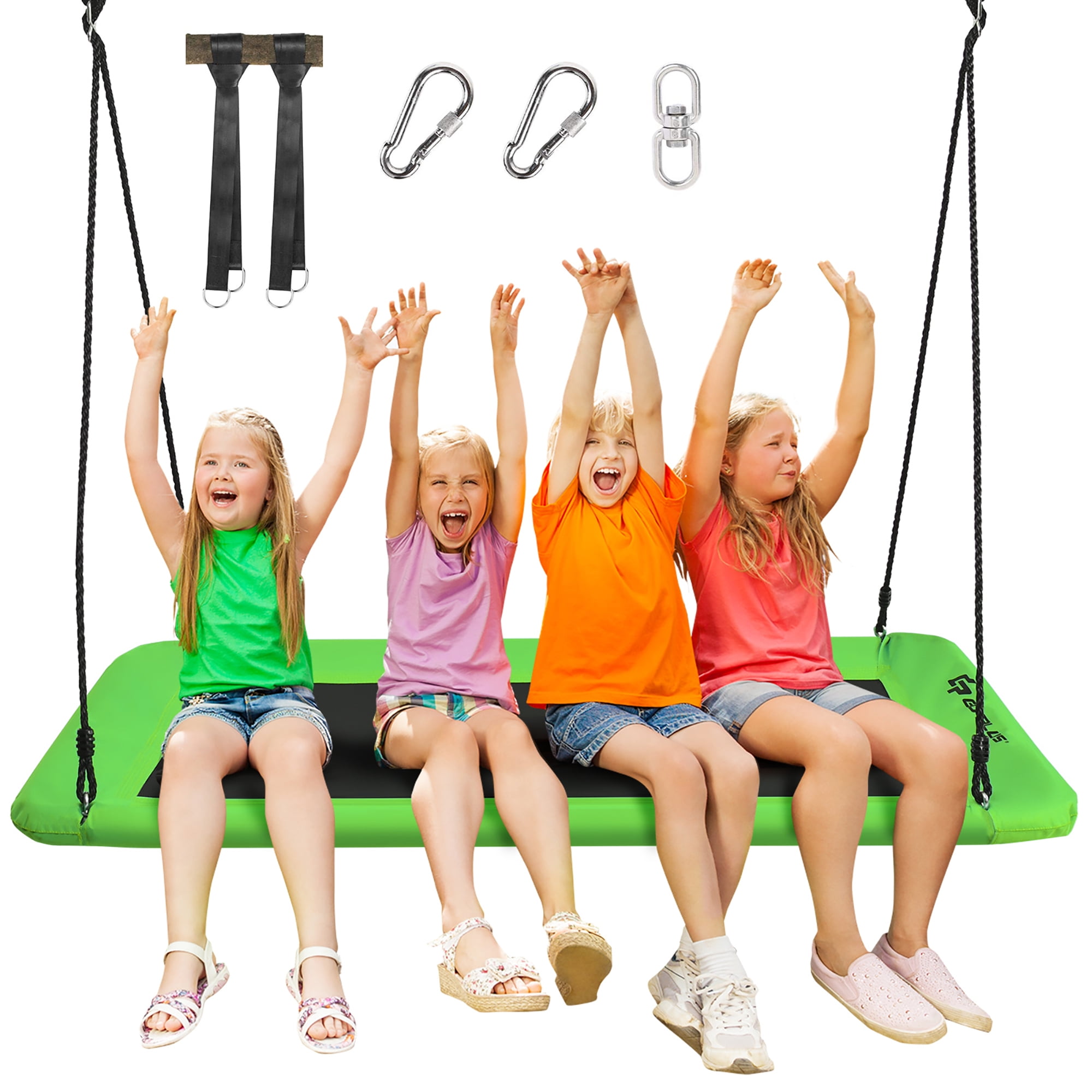 Outdoor Saucer Tree Swing with Adjustable Hanging Ropes SURPCOS 60 Giant Platform Tree Swing Set Safe Handles and Colorful Flags Tree Straps 700 lb Weight Capacity 