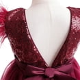 thumbnail image 7 of YWDJ Toddler Girls Net Yarn Sequin Mesh Bow Ruffles Birthday Party Gown Long Dresses Wine 11T, 7 of 7