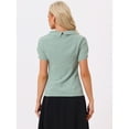 thumbnail image 4 of DARING DIVA Short Sleeve Casual Checked Top M Dusty Green, 4 of 6