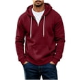 thumbnail image 3 of Yyuenw Hoodies for Men Quarter Zip Long Sleeve Pullover Casual Loose Fit Athletic Drawstring Hooded Sweatshirts with Pocket, 3 of 7