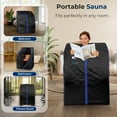thumbnail image 3 of SereneLife Portable Sauna for Home, Infrared Sauna Tent with Heated Foot Pad and Folding Chair, Compact Personal Rejuvenation Sauna, Remote Control in-Home Spa, 38" x 32 - Black, 3 of 7