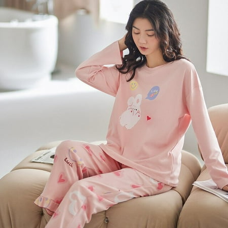 

CoCopeaunt Spring pajamas womens household clothes suit cartoon cute can be worn outside