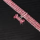 thumbnail image 5 of Collar de perro con anilla y colgante en forma de hueso, con brillantes diamantes de imitación, de lujo, con hebilla ajustable (rosa, talla M), 5 of 6
