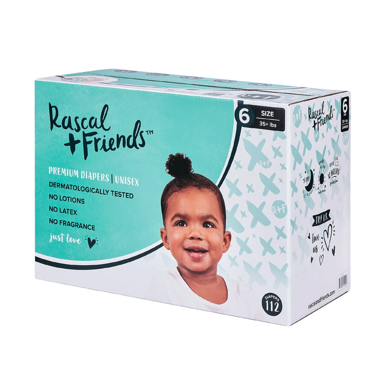 Rascal + Friends Premium Diapers Size 6, 112 Count (Select for More Options)