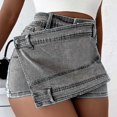 thumbnail image 2 of Women's High Waisted Baggy Ripped Jeans Shorts Juniors Jean Stretchy Mid Waisted Denim Casual Summer Hot Summer Flowy Shorts S-5XL, 2 of 3