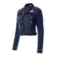 thumbnail image 3 of Made by Olivia Women's Classic Lightly Distressed Button Down Denim Crop Jean Jacket, 3 of 6