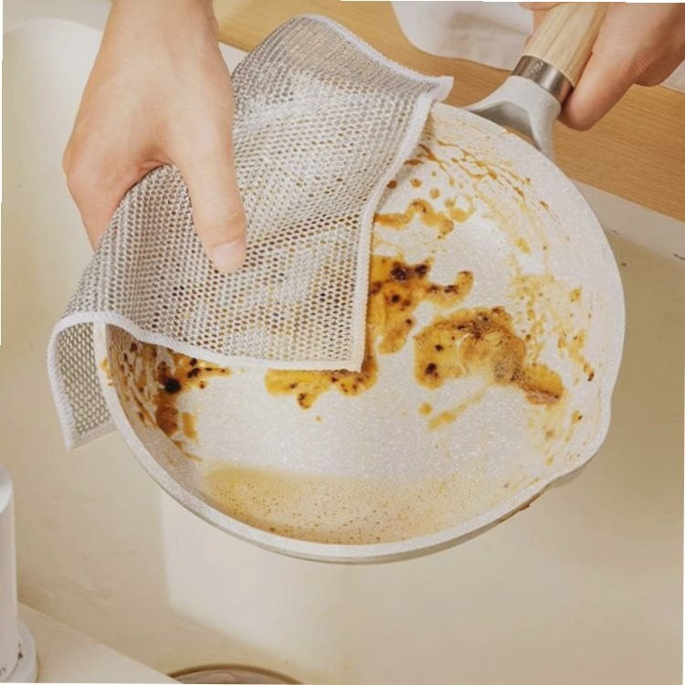10PCS Double Layer Non-Scratch Wire Dishcloths - Multipurpose Steel Wire Dish Towels for Wet & Dry Cleaning