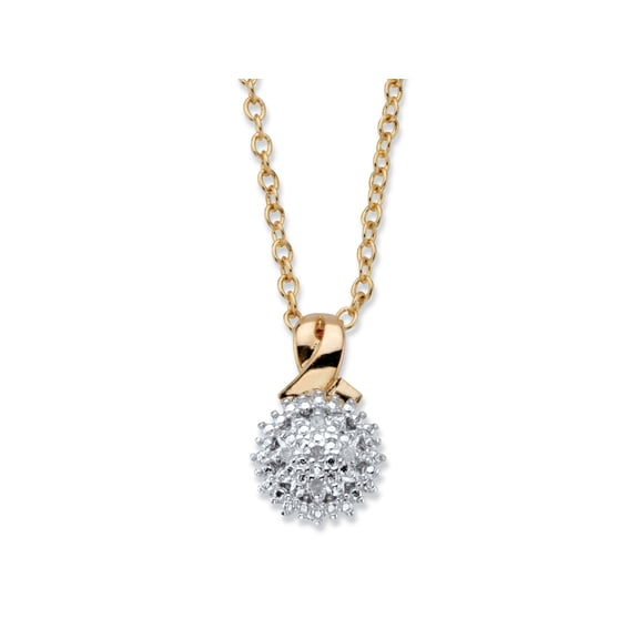 PalmBeach Jewelry Diamond Accent Round Two-Tone Gold-Plated Cluster Pendant Necklace 18"-20"