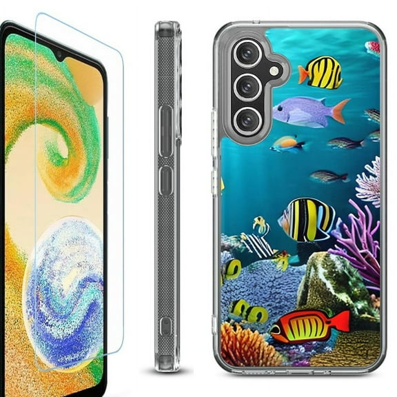 For Samsung Galaxy A26 5G Phone Case Cover, Shockproof Bumper Hybrid Case with Tempered Glass Screen Protector, by OneToughShield - Underwater