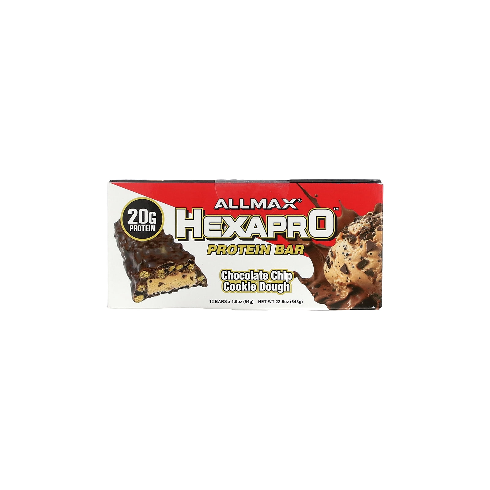 ALLMAX Hexapro™, Protein Bar, Chocolate Chip Cookie Dough, 12 Bars, 1.9 oz (54 g) Each