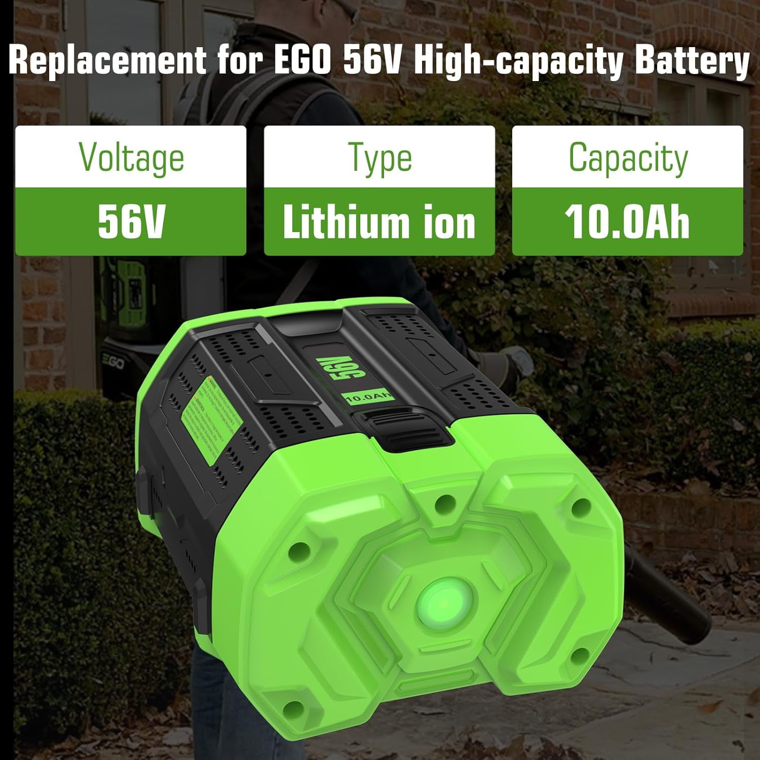 2Pack 56 Volt 10000mAh Lithium-ion Battery Replacement for EGO BA5600T BA1400T BA4200T BA2800 Compatible with EGO 56V LB STN CS HT LM ST PH ME Series Power Tools and Chargers