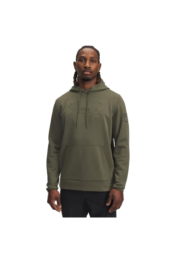 Freedom American Flag Embossed Men's Athletic Hoodie, Armour Fleece, Marine OD Green, Expedition Green, Large, 6004092