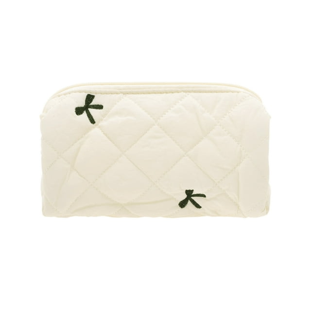 Bolsas de maquillaje de bordado de lazo duraderas de Bargains Únicos 1 Pc Beige Poliéster