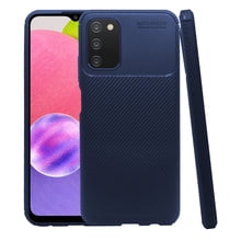 Funda de Silicon Uso Rudo Atti Rugged Carbon Samsung A03s Azul Marino 1pz Mas Mica 9D