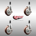 thumbnail image 2 of 5 Inch 316SS Maroon Poly Swivel 1-1/8 Inch Expanding Stem Caster Set Brake SCC, 2 of 2