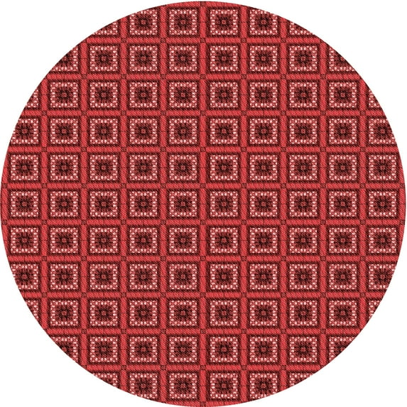Ahgly Company Indoor Round Patterned Grapefruit Red Area Rugs, 8' Round