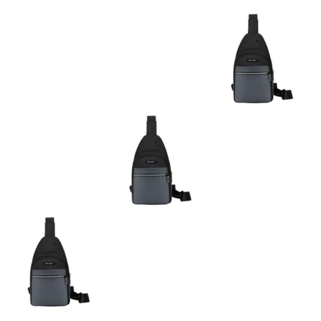 kurtrusly Hands Free No Burden Outdoors Chest Bag Soft Polyster Large Capacity Easy To Carry Chest Bag For Men grey 3Set