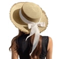 thumbnail image 2 of jiaxiM Wide Brim&nbsp;Hats for Women Striped Wide Brim Straw Beach Hat Casual for Outdoor Summer, 2 of 3