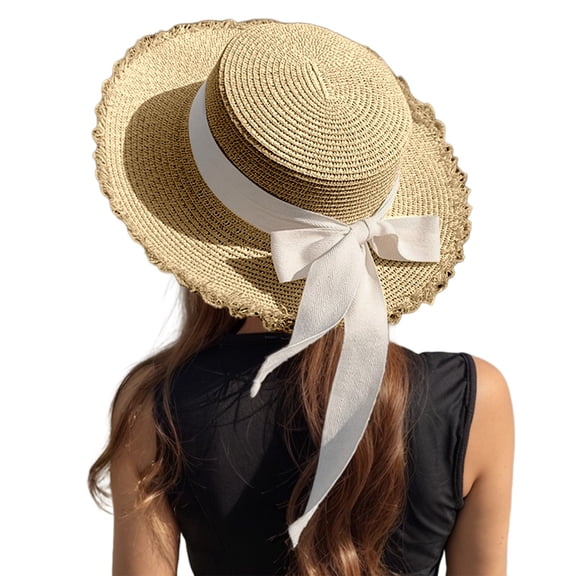 Summer Wide Brim Sun Hat for Women Men Breathable Straw Beach Hat Casual Outdoor Sunshade Cap