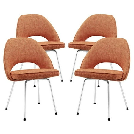 Modway Cordelia Cotton Dining Chair in Orange (Set of 4)