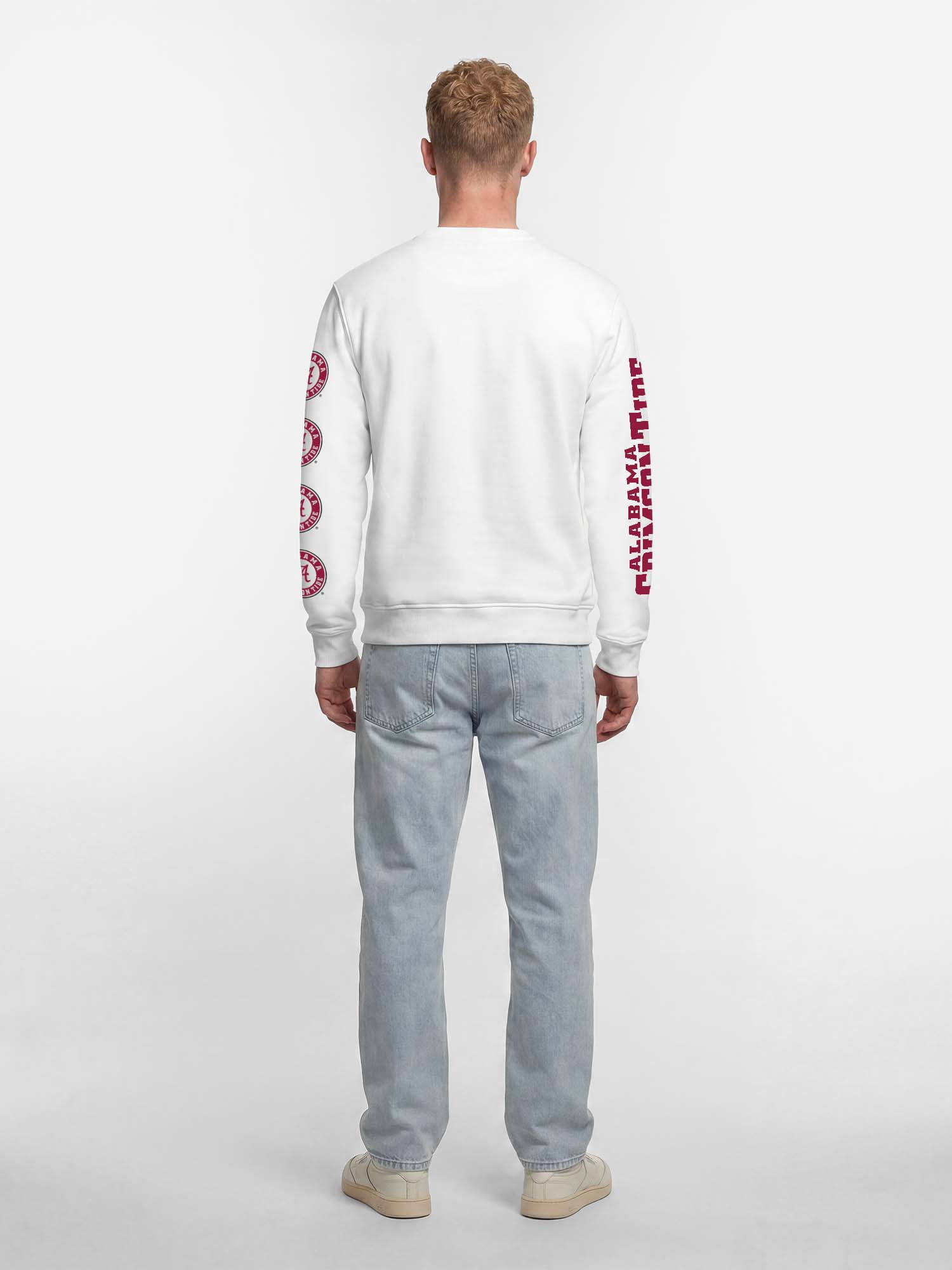 Alabama Crimson Tide Reebok Mens White Crew Sweatshirt