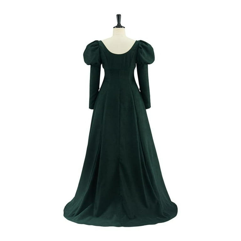 slim fit dress slacks Green 1930s Velvet Off-Shoulder Ruffle-Trim Mermaid Dress