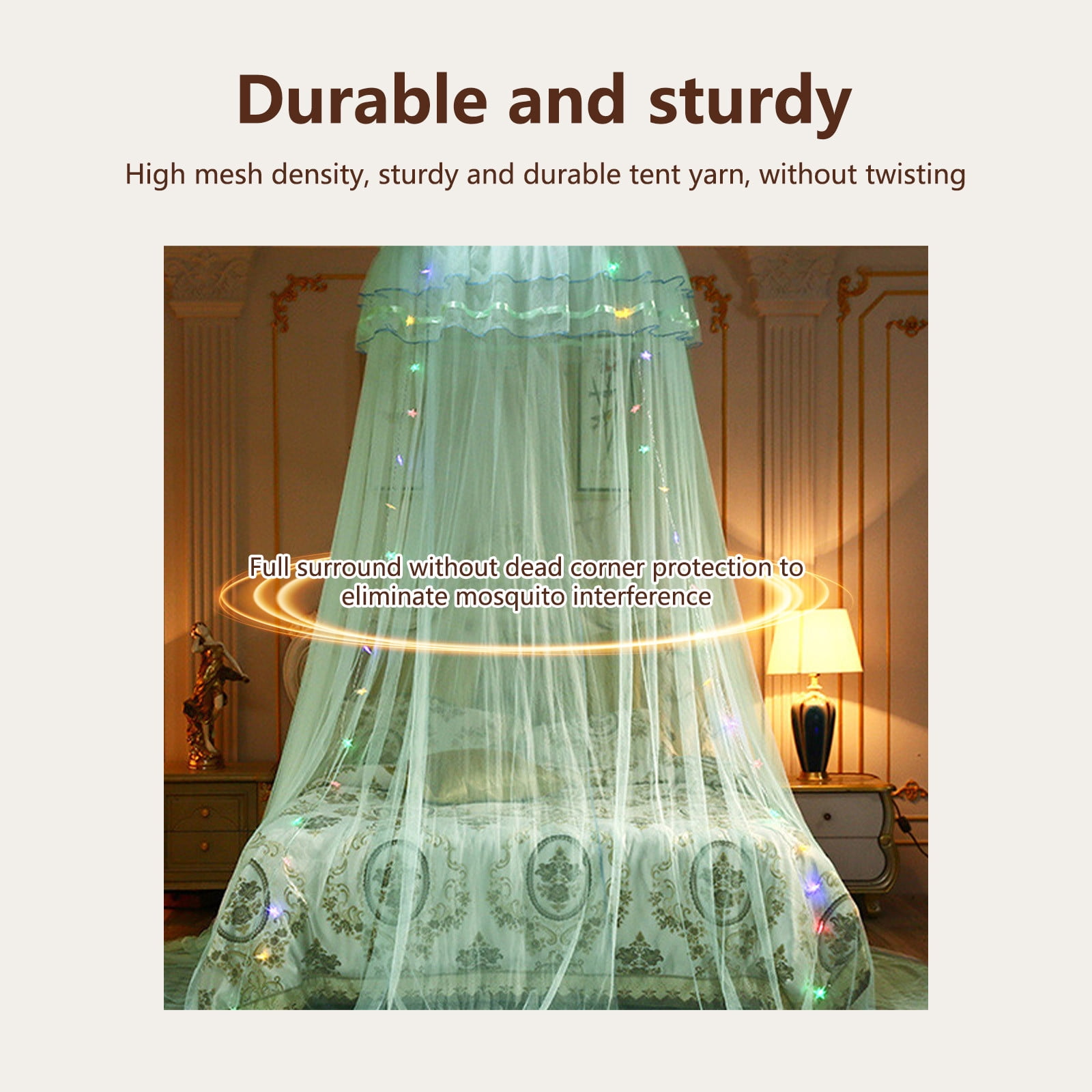 Mosquito Net Bed Canopy for Girls, King Canopy Bed Curtains Full Queen Size from Ceiling, Dome Mosquito Netting Bed Tent Twin Girls Princess Canopy Bed White Decor for Baby Crib