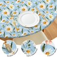 thumbnail image 4 of Lightblue Daisy Flower Green Dots Pattern Round Fitted Tablecloth with Elastic Edge,Dining Table Cover Waterproof,Outdoor Round Tablecloth for Camping,Dining,Indoor and Outdoor, 4 of 7