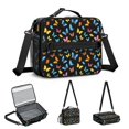 thumbnail image 5 of Butterfly and Multicolor Black Pattern Insulated Lunch Bag with Shoulder Strap and Bottle Holder,Bento School Lunch Bag Box,11x9.5x3.5 Inches, 5 of 5