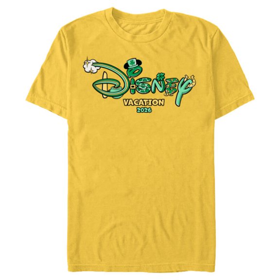 Disney St. Patrick's Day Vacation 2026 Matching Trip Logo - Short Sleeve Blended T-Shirt for Adults - Customized-Yellow