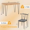 thumbnail image 3 of Costway Rectangular Kitchen Table & 4 Armless Chairs with Upholstered Seat, Spindle Back, 3 of 10