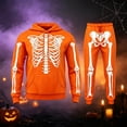 thumbnail image 6 of Yuncity Men Two Piece Outfits Sets Halloween Theme Skeleton Graphic Print Pullover Long Sleeve Jogger Pants Sweatsuit Casual Comfortable Hoodie Set Tracksuit Size Xxxl Orange, 6 of 8