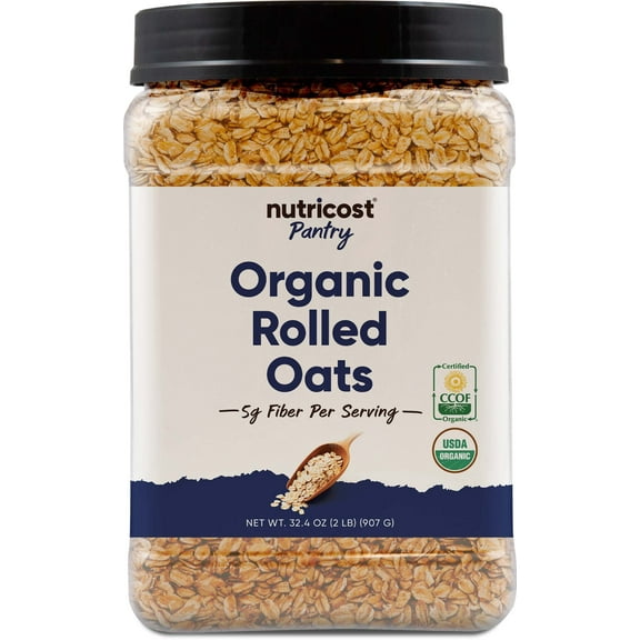 Nutricost Pantry Organic Rolled Oats (2 LB) - 5g Fiber Per Serving, USDA Organic, Vegan, GMO-Free