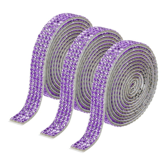 Uxcell 3Roll 3 Yards 8mm Self Adhesive Diamond Ribbon for Arts & Crafts,Purple