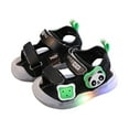 thumbnail image 2 of YMNXA Newborn Kids Boys Girls Summer Sandals Soft Sole Non Slip Open Toe Light Up Comfortable Lightweight Walking Shoes For Outdoor Activities,Black,16, 2 of 4