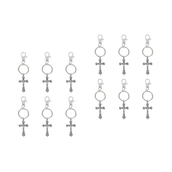 2 Pieces Key Chain Crucifix Cross Pendant Keychains Locket Silver