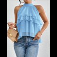 thumbnail image 4 of Blusa de Holgada Sin Mangas con Volantes en para Mujer Azul XL, 4 of 9
