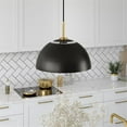 thumbnail image 2 of Pemberly Row Contemporary 16" Matte Black/Brushed Brass Metal Pendant, 2 of 8