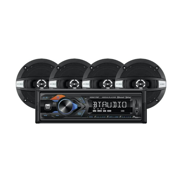 Dual Electronics Car Audio Bundle | XDM17SPK4 Car Stereo & (4) 6.5" Coaxial Car Speakers | Single DIN, Bluetooth, USB, MP3, Assist Button - Walmart.com