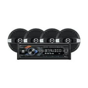 Dual Electronics Car Audio Bundle | XDM17SPK4 Car Stereo & (4) 6.5" Coaxial Car Speakers | Single DIN, Bluetooth, USB, MP3, Siri/Google Assist Button