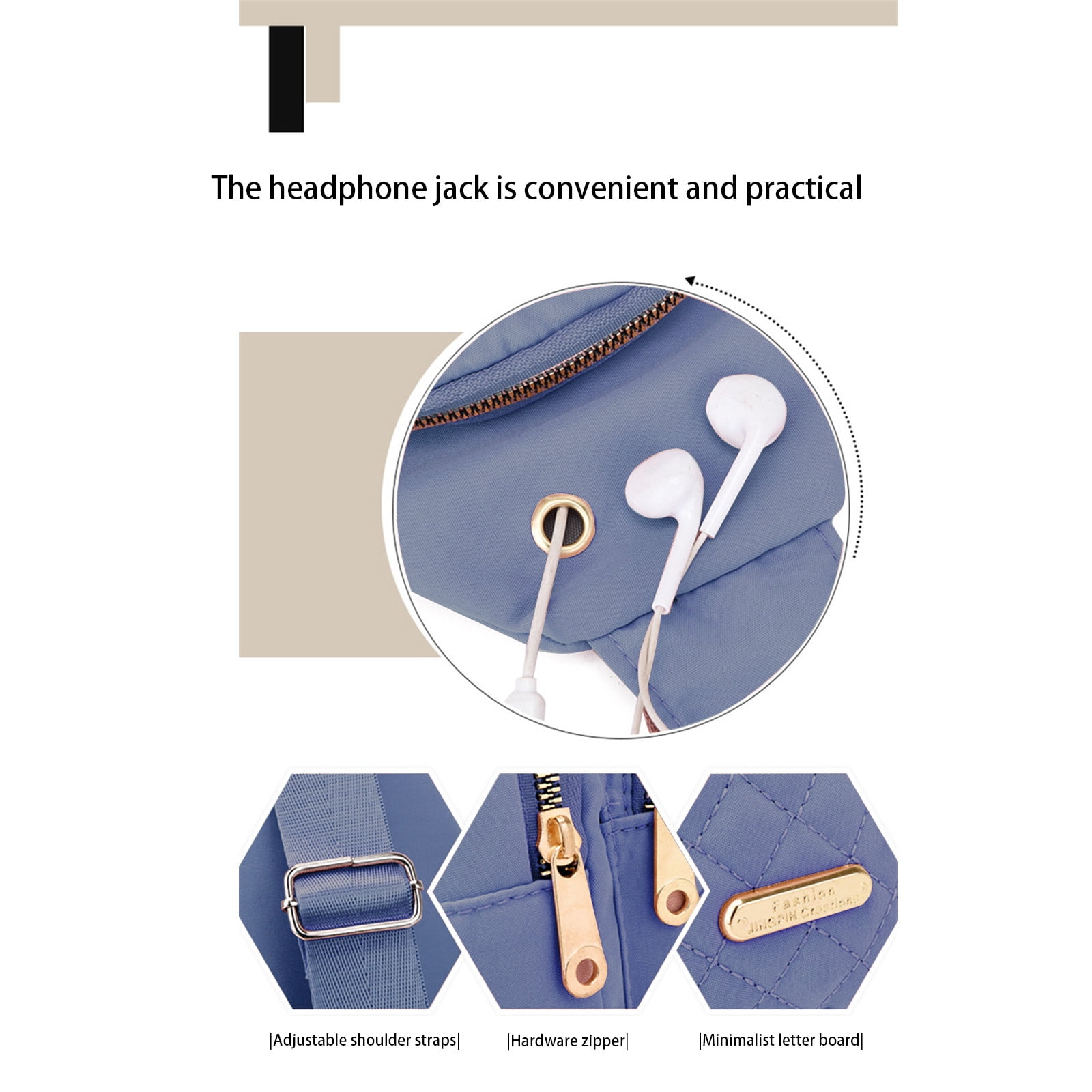Fashionable Embroidery Diamond Shoulder Crossbody Bag Large Capacity Watertight Backpack With Data Hole