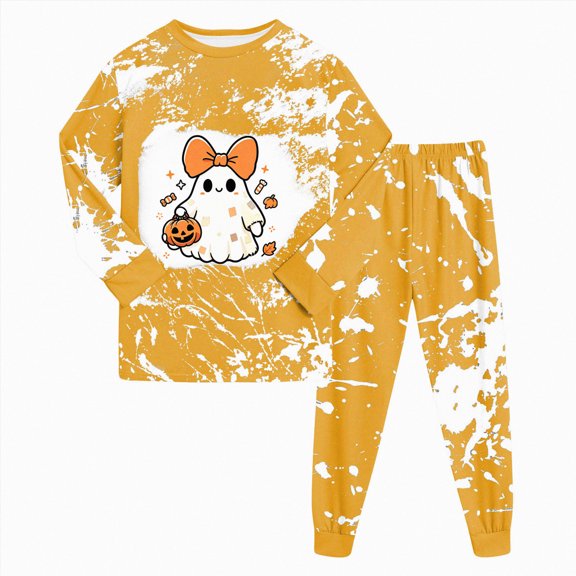 Zuwimk Halloween Little Girl Boys' Pajamas Sets Cute Graphic Toddler Pjs Kids Sleepwear Fall Winter,Y028-Yellow