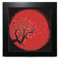 thumbnail image 1 of Japan Culture Red White Sakura Art Pattern Black Square Frame Picture Wall Tabletop, 1 of 3
