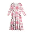 thumbnail image 5 of Abcomgle Girls Dresses Size 10-12 Casual A-Line Ruffle Long Sleeve Girls Long Dresses Butterfly Graphic Crew Neck Sundresses Tiered Dresses with Pockets,Pink, 5 of 5