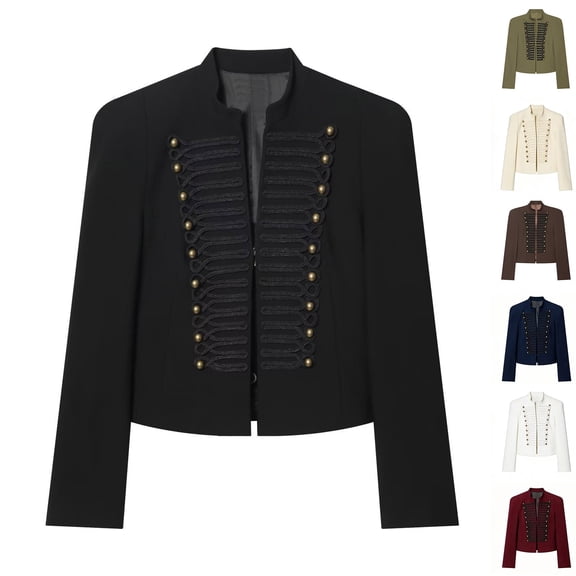 Outerwear Jackets for Women, YABCSAZ Women's Jacket Slim Fit Button-Decorated Blazer Casual Fashionable Lightweight Solid Color Soft Versatile Daily Outerwear, Brown