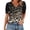 Black-05, variant on Women's V-Neck Loose Tee, Puff Short Sleeve with Button Detail, Sequin Print Trendy Casual T-Shirt