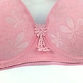 thumbnail image 4 of WREESH Push-Up Bra Women No Underwire Bras Printed Gathered Middle Button Breathable Underwear Daily Bra Plunge Bra Underwear Hot Pink, 4 of 6