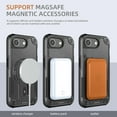 thumbnail image 3 of Rugged Case for iPhone 16e Compatible with Mag-Safe, Heavy Duty Shockproof Magnetic Cover with Kickstand and Lanyard, Drop-Proof Military-Grade Protection Case for iPhone 16e, Black, 3 of 9